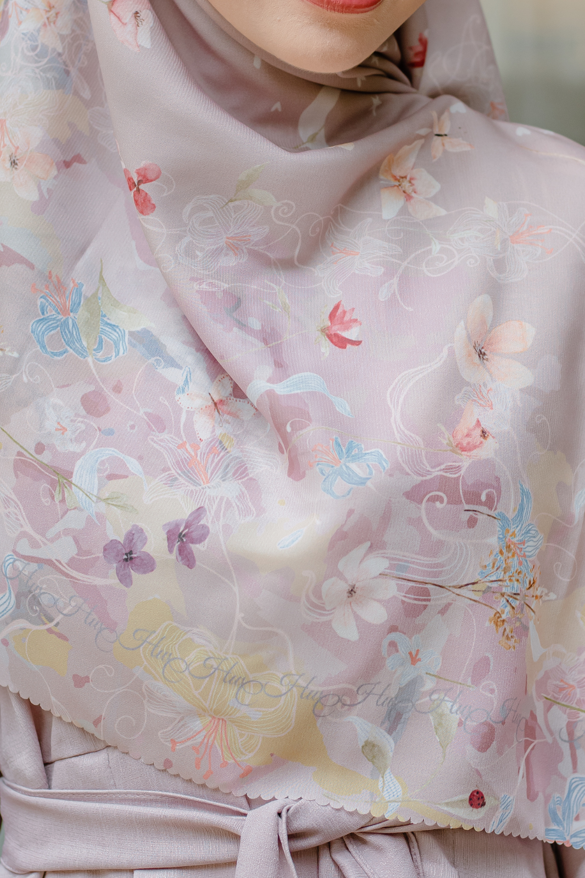 Verbena - Scarf Square Premium Polycotton XL - Peach - VJ26.8