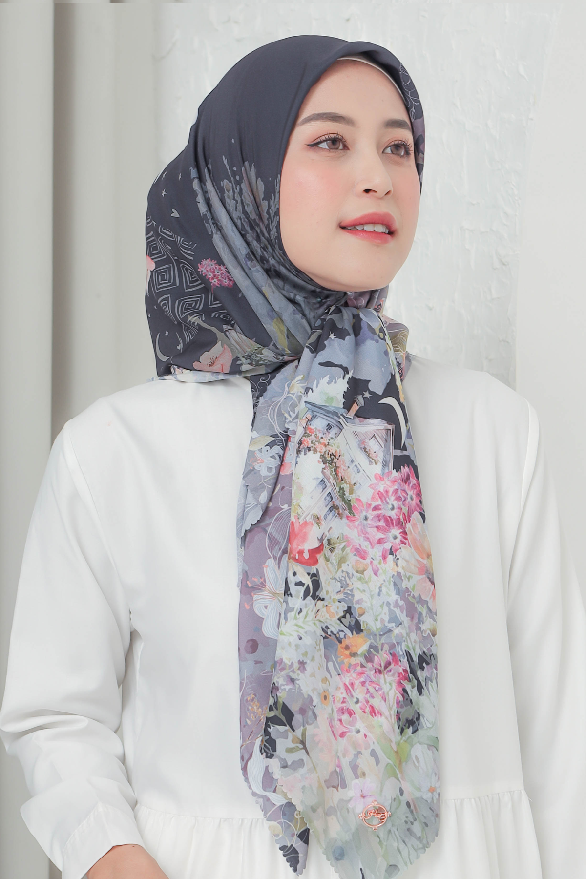 Verbena - Scarf Square British Voal - Black