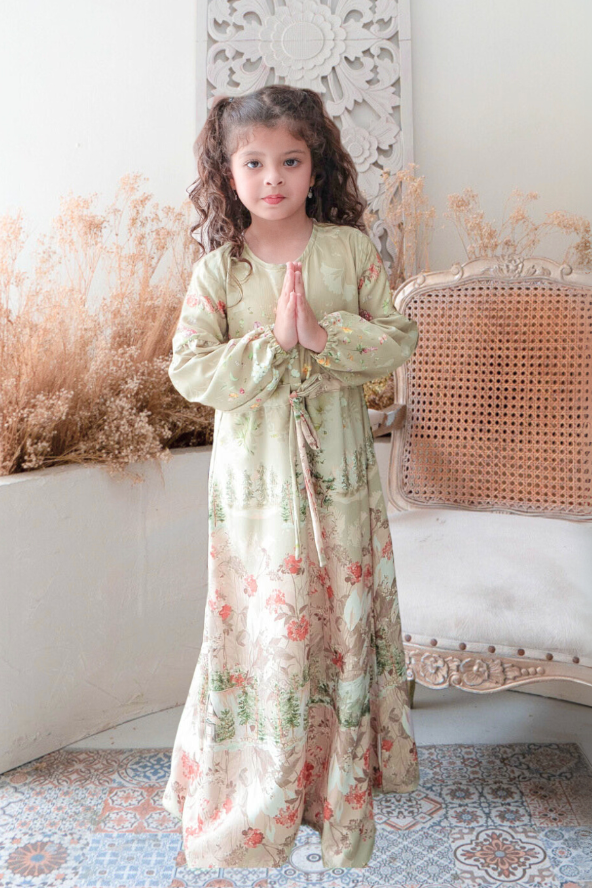 Wana Dress Anak Family Set | Sarimbit Lebaran - WN24.4 - Olive