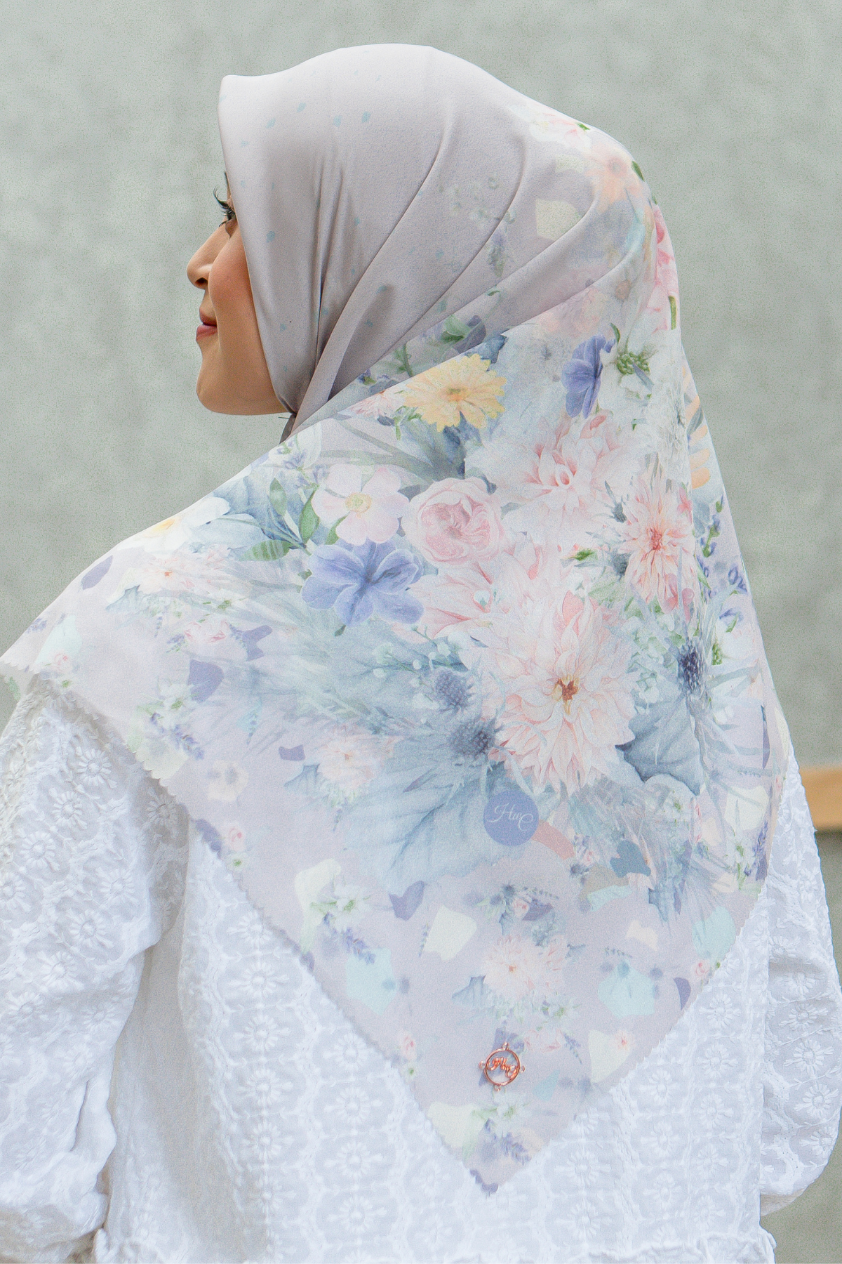 Dahlia - Scarf Square British Voal | Silky Pink - LIA7.13