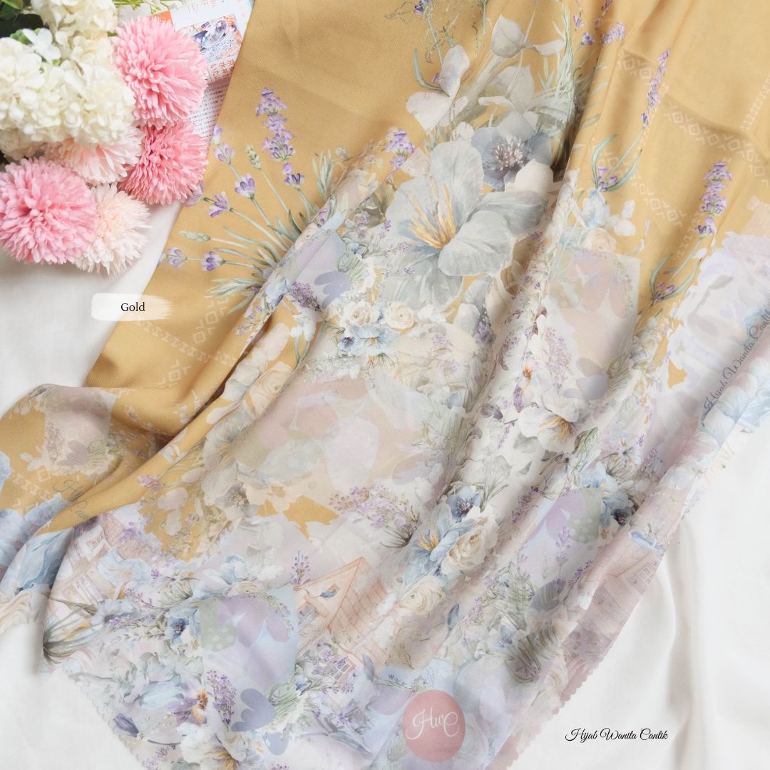 Lavender JUMBO - Scarf Square Premium Polycotton XL | Gold - LJ57.4