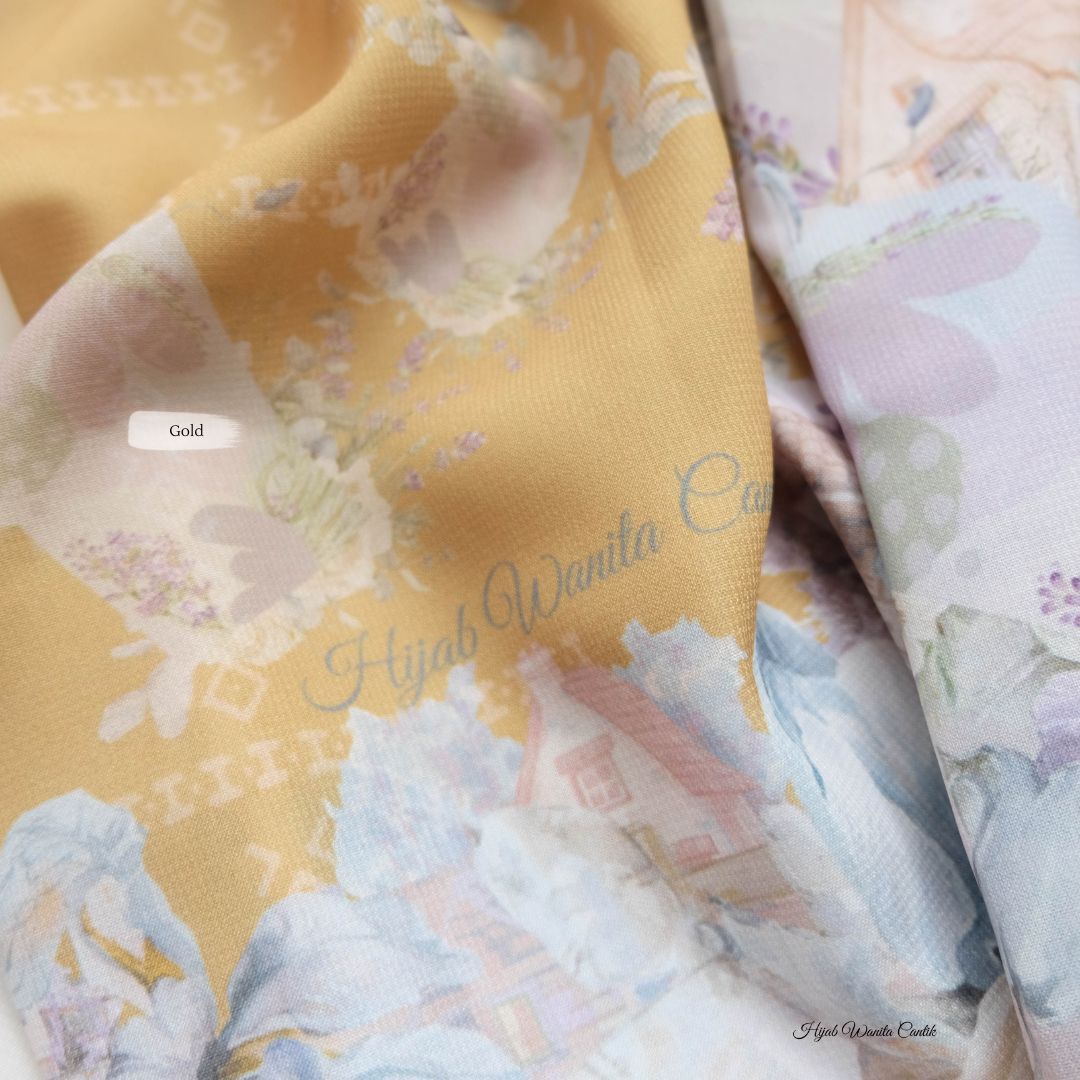 Lavender JUMBO - Scarf Square Premium Polycotton XL | Gold - LJ57.4