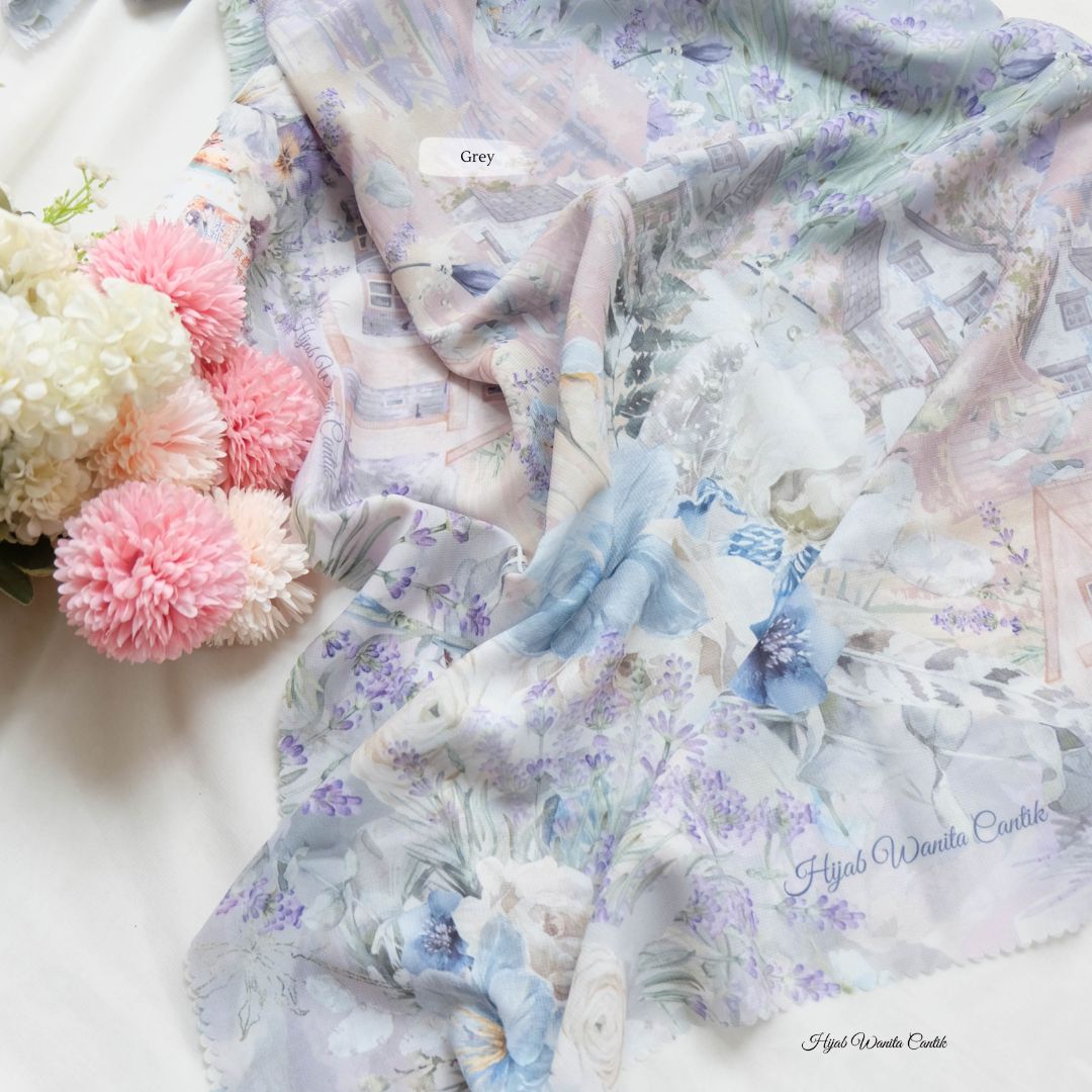 Lavender JUMBO - Scarf Square Premium Polycotton XL | Grey - LJ57.5