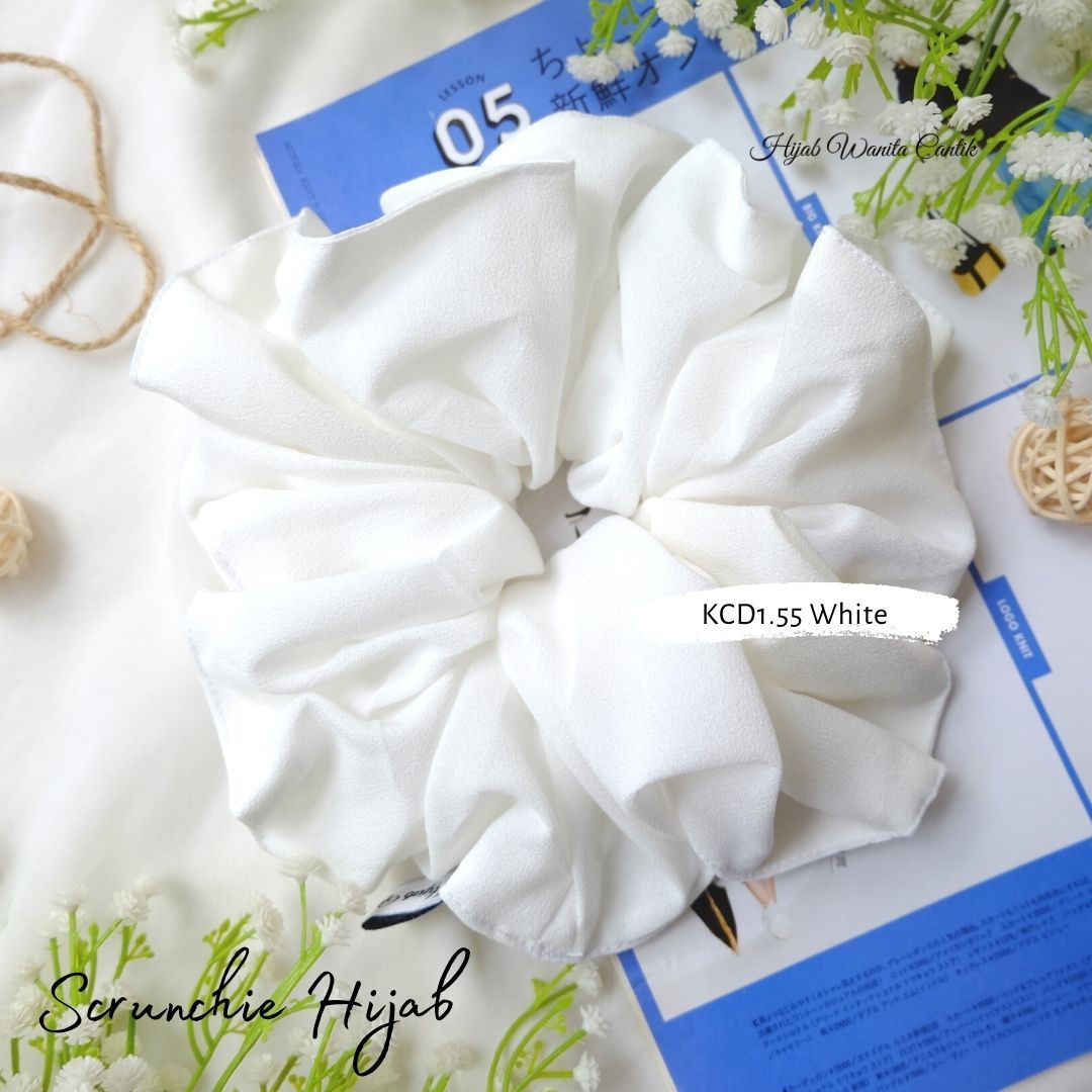 Scrunchie Hijab Diamond Ikat Rambut Anti Pusing KCD1.55 White