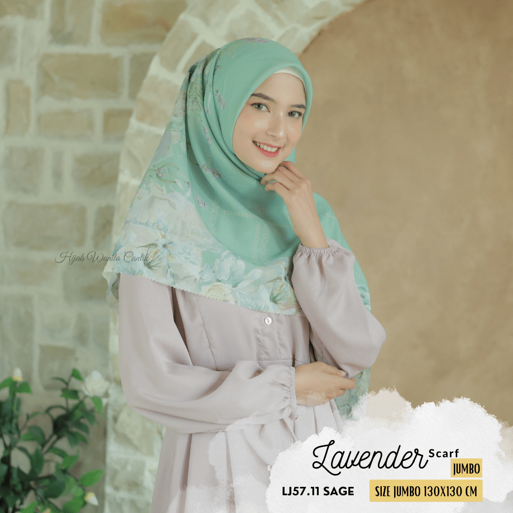 Lavender JUMBO - Scarf Square Premium Polycotton XL | Sage - LJ57.11
