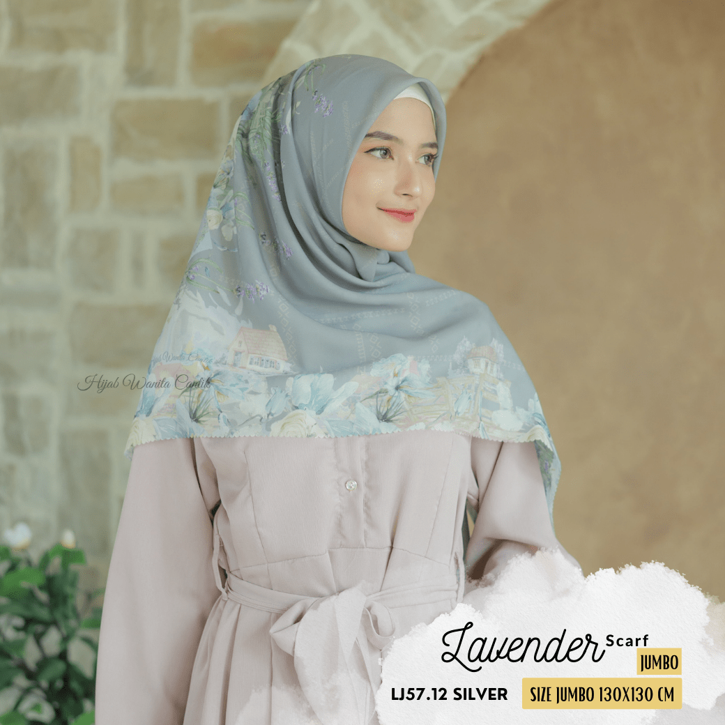 Lavender JUMBO - Scarf Square Premium Polycotton XL | Silver - LJ57.12