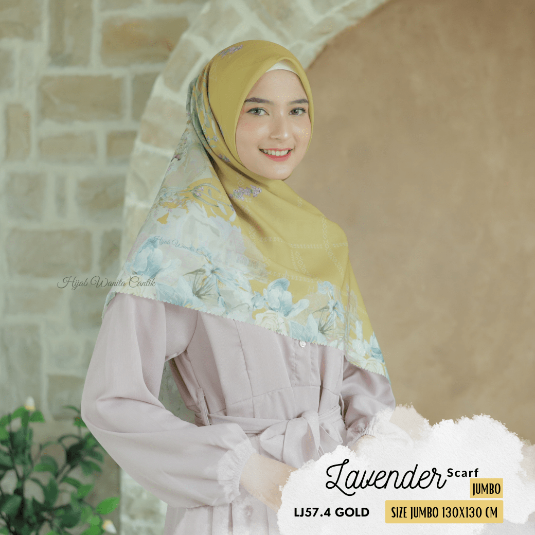 Lavender JUMBO - Scarf Square Premium Polycotton XL | Gold - LJ57.4