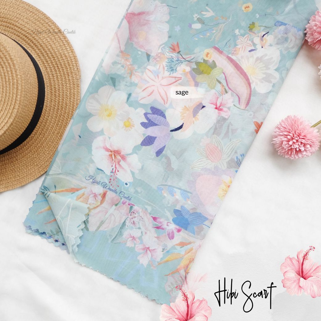 Hibi - Scarf Square Premium Polycotton - Sage - SH94.8