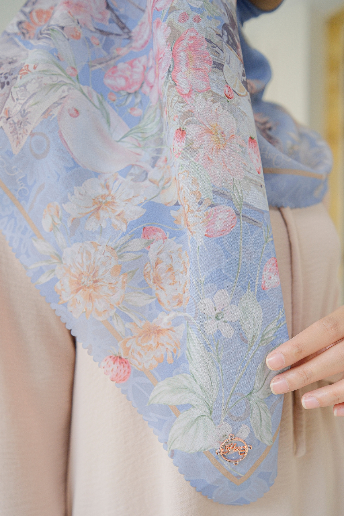 Camellia - Scarf Square British Voal | Fine Blue - CL15.4