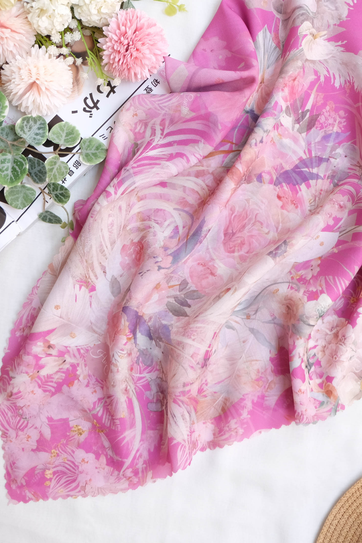 [ BUY 3 GET 1 FREE HIJAB ] Emily - Scarf Square Premium Polycotton | Fuschia - EM28.13