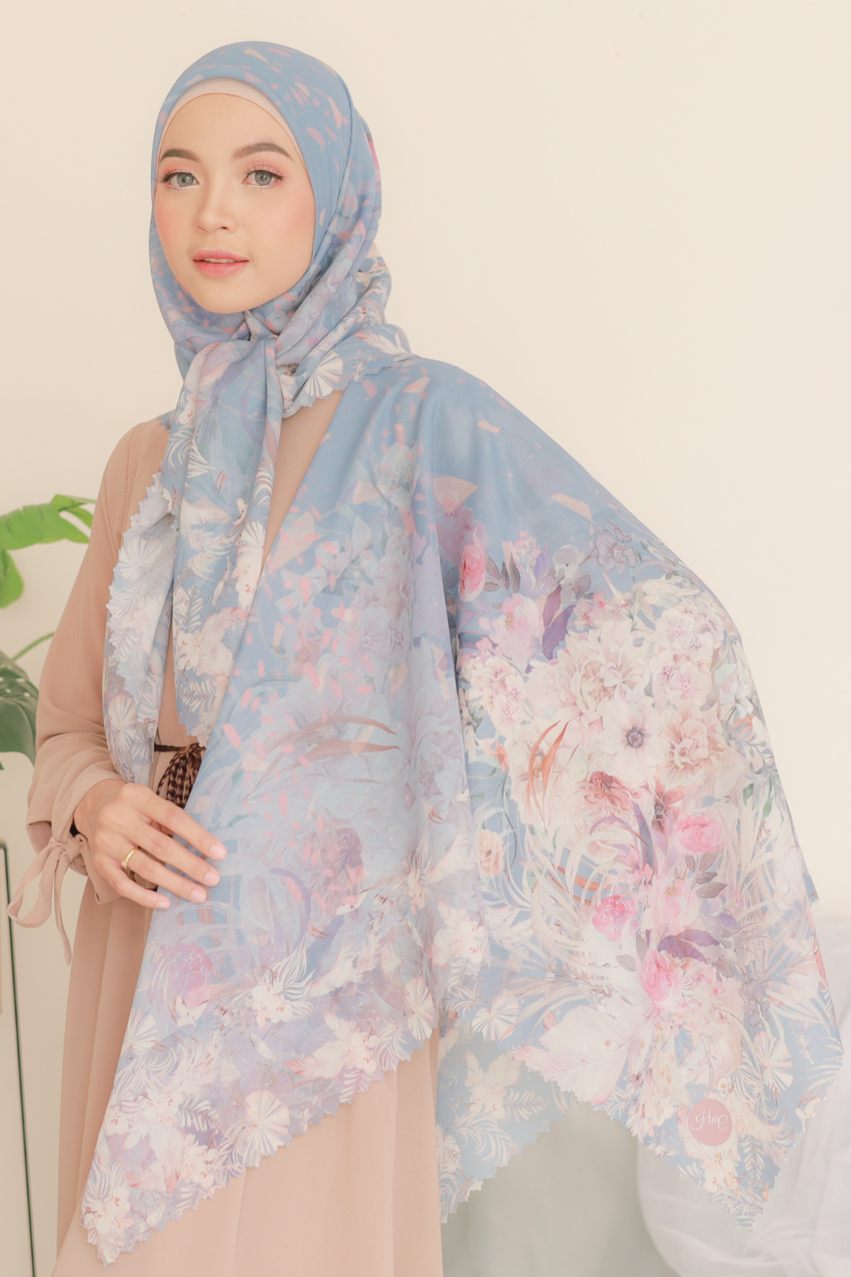 [ BUY 3 GET 1 FREE HIJAB ] Emily JUMBO - Scarf Square Premium Polycotton XL | Grey - EB28.4