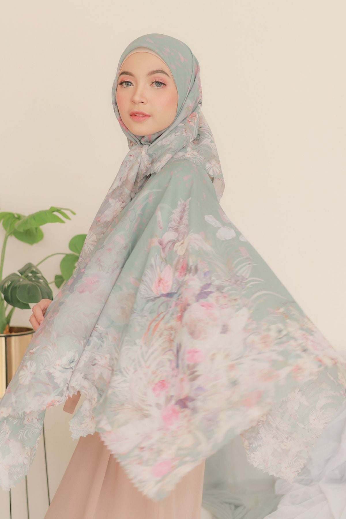 [ BUY 3 GET 1 FREE HIJAB ] EMILY - SCARF SQUARE PREMIUM POLYCOTTON | SAGE - EM28.10