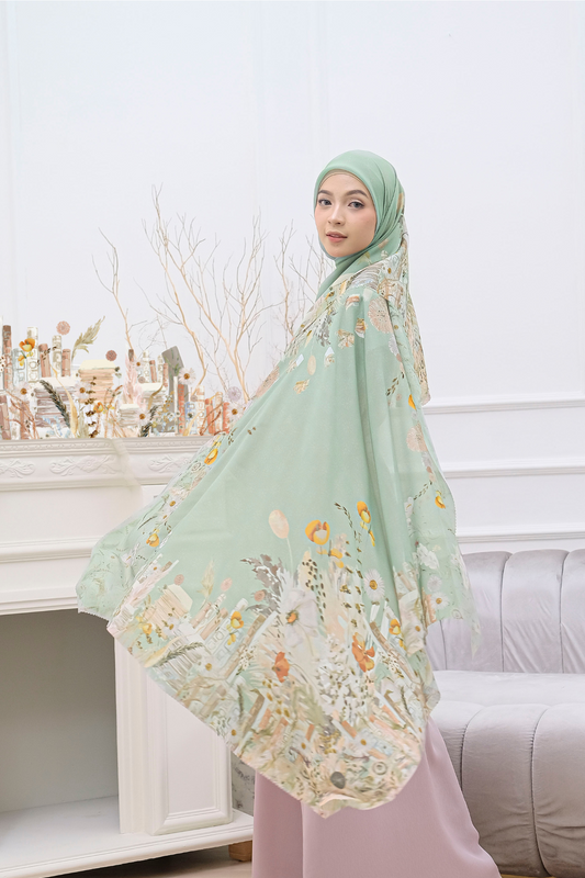 Zinnia - Scarf Square Premium Polycotton | Sage - CZ73.10