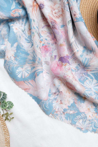 [ BUY 3 GET 1 FREE HIJAB ] Emily JUMBO - Scarf Square Premium Polycotton XL | Ocean - EB28.20