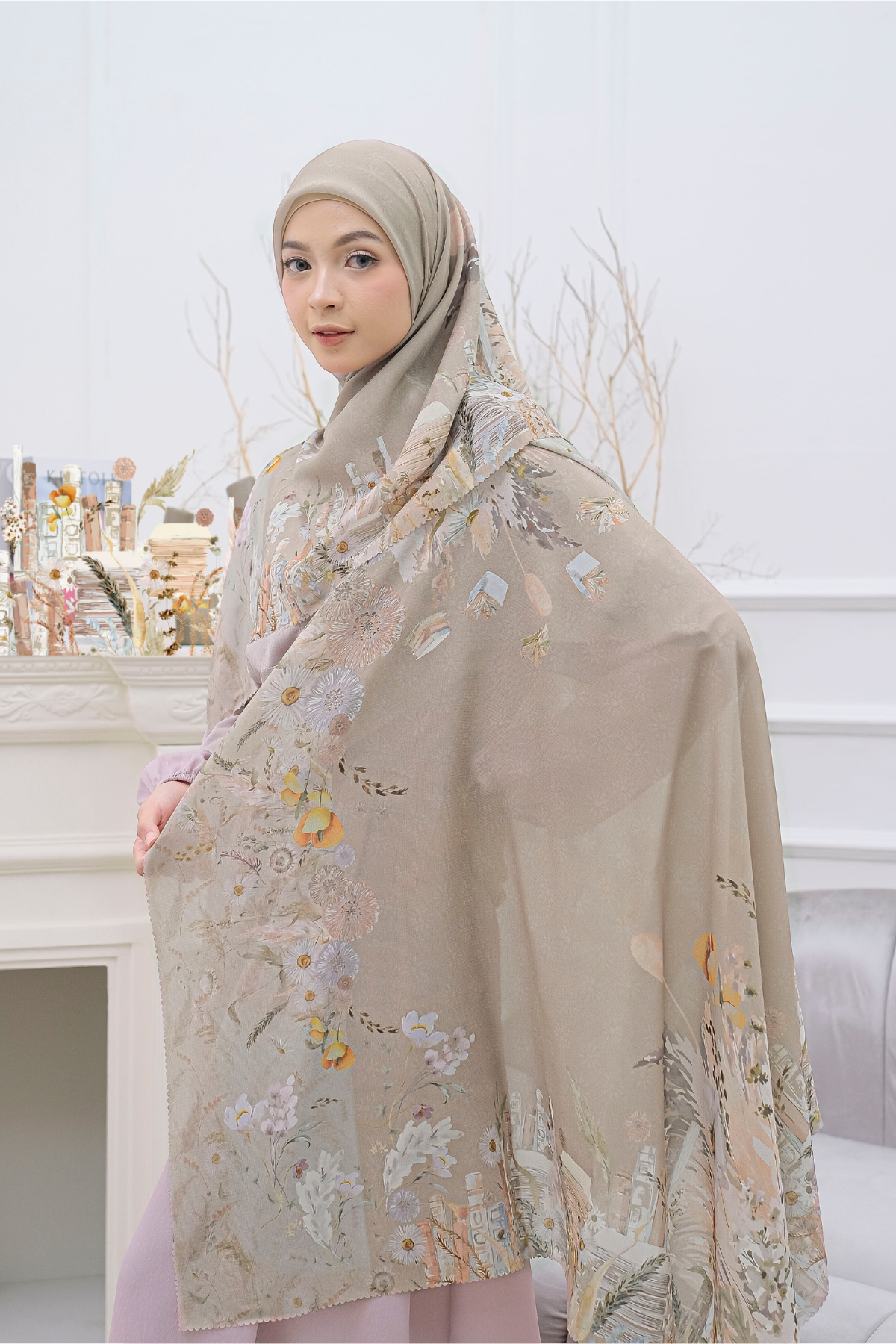 Zinnia - Scarf Square Premium Polycotton - Sandy Brown - CZ73.11