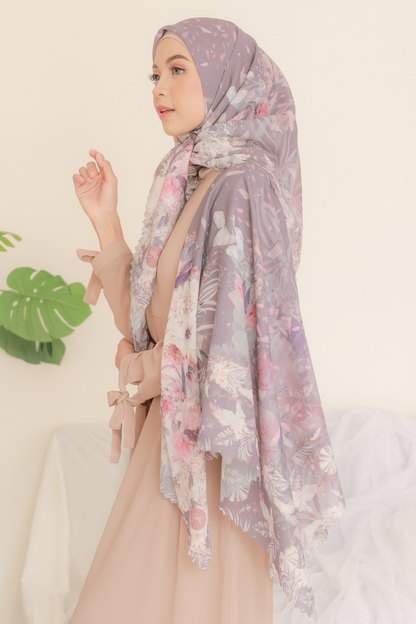 [ BUY 3 GET 1 FREE HIJAB ] Emily JUMBO - Scarf Square Premium Polycotton XL | Cocoa Grey - EB28.2