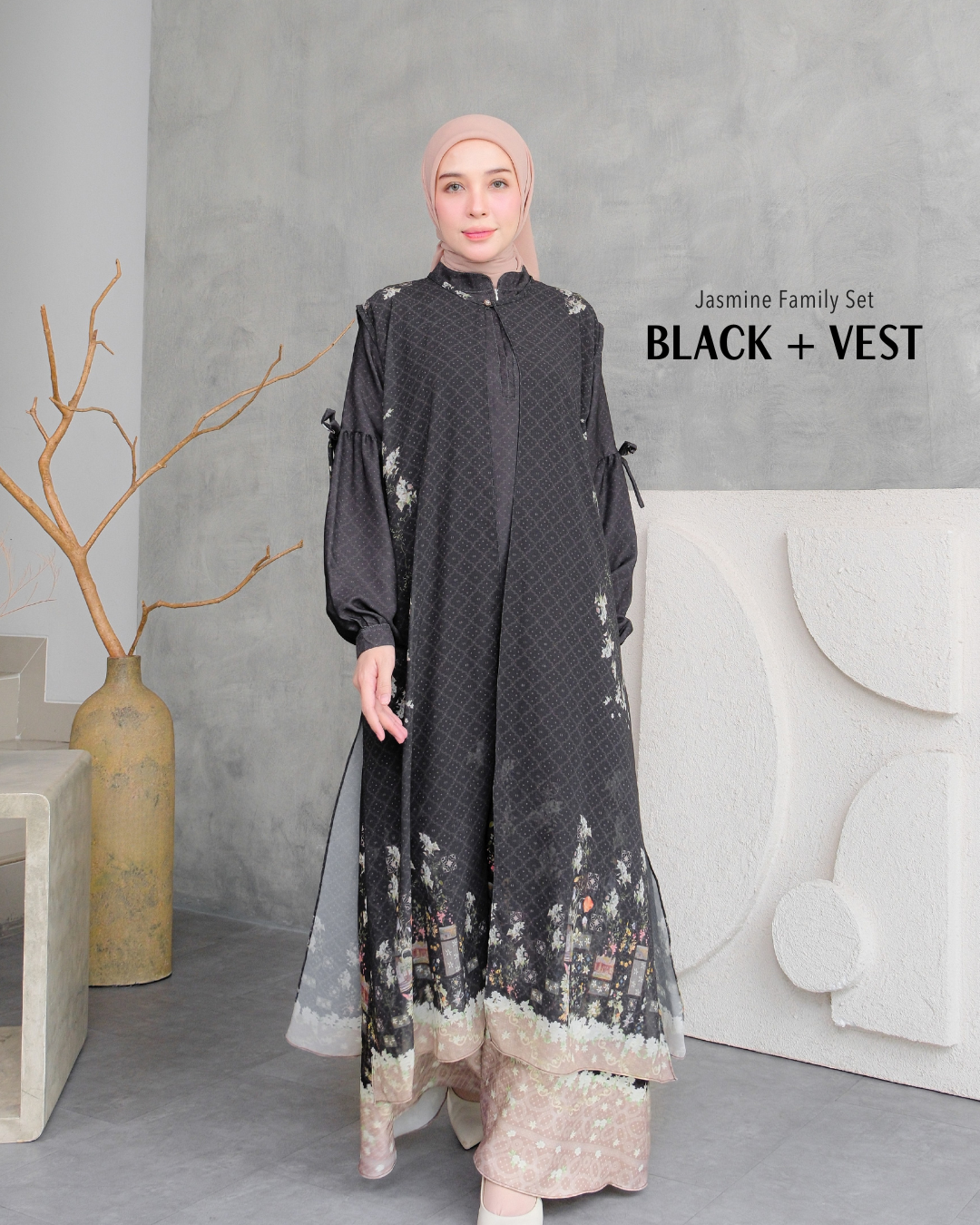 Jasmine Dress & Vest - Black