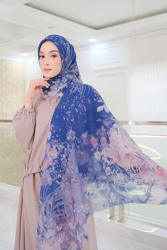 [ BUY 3 GET 1 FREE HIJAB ] Emily - Scarf Square Premium Polycotton | Navy - EM28.17