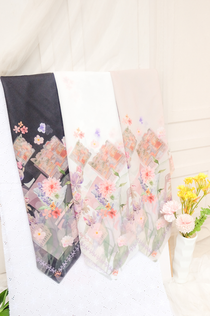 Leaf Kafa Scarf - KF30.10 VK30.10 JF30.10 Cream