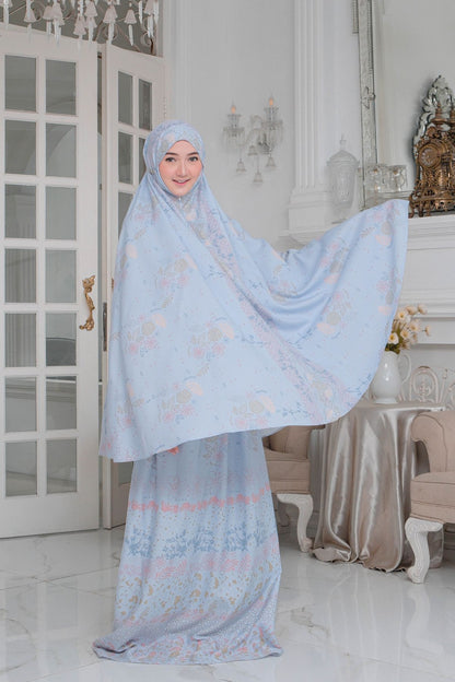 Mukena Flora - Mukena Katun | Cotton Daily Prayer Set | Chalk - FM03.2