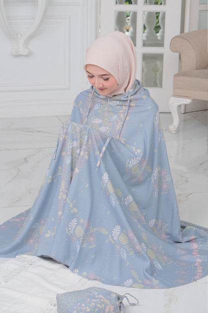 Mukena Flora - Mukena Katun | Cotton Daily Prayer Set | Blue - FM03.1