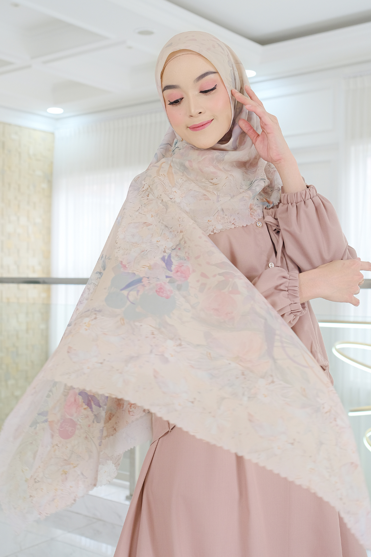 [ BUY 3 GET 1 FREE HIJAB ] Emily JUMBO - Scarf Square Premium Polycotton XL | Cream - EB28.3