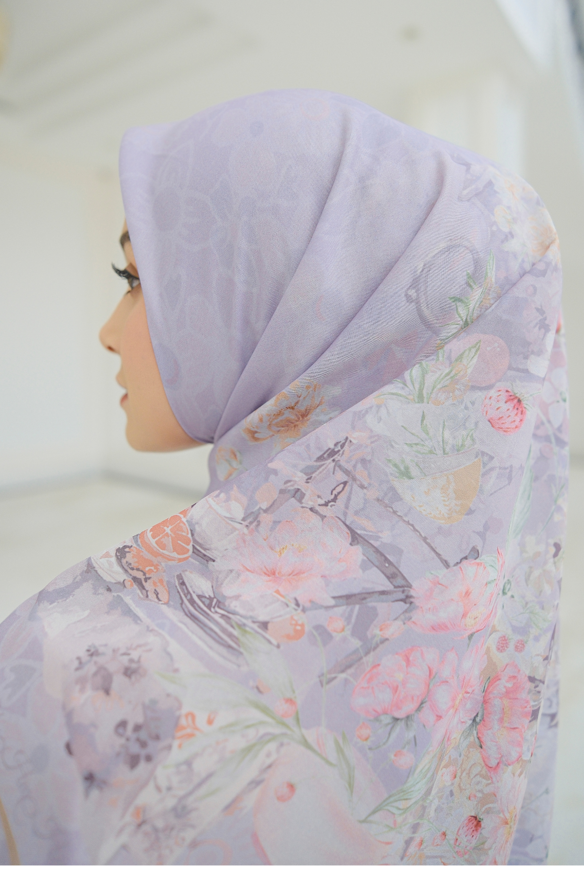 Camellia - Scarf Square British Voal | Relaxing Lilac - CL15.18