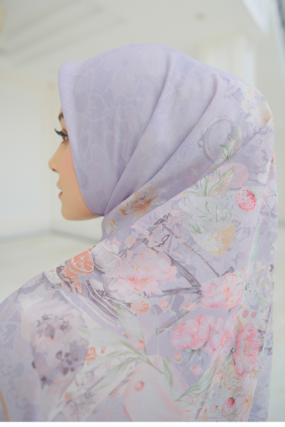 Camellia - Scarf Square British Voal | Relaxing Lilac - CL15.18