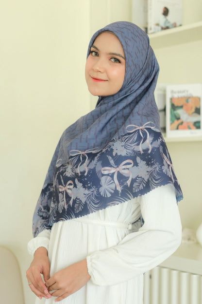 [ BUY 3 GET 1 FREE HIJAB ] Emily JUMBO - Scarf Square Premium Polycotton XL | MONO NAVY - EB28.36