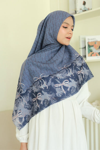 [ BUY 3 GET 1 FREE HIJAB ] Emily JUMBO - Scarf Square Premium Polycotton XL | MONO NAVY - EB28.36