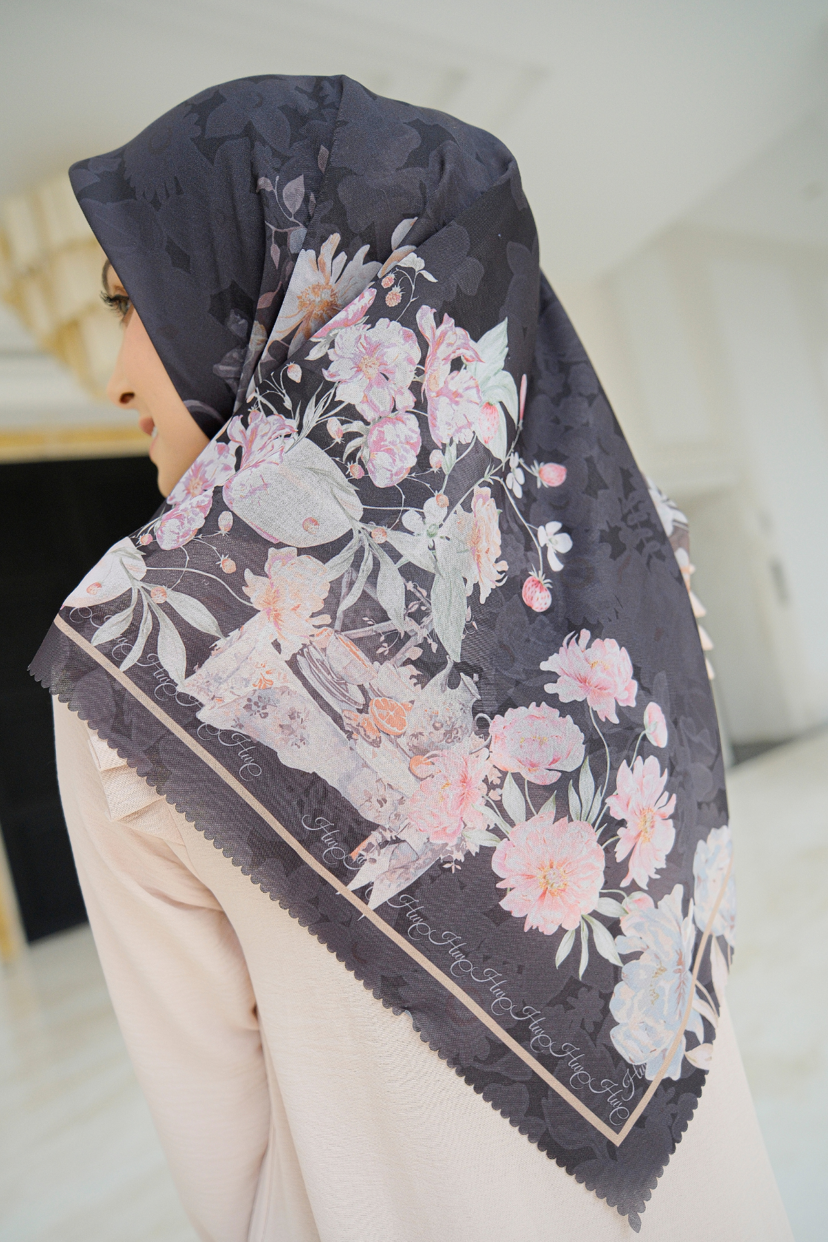 Camellia - Scarf Square British Voal | Black - CL15.1