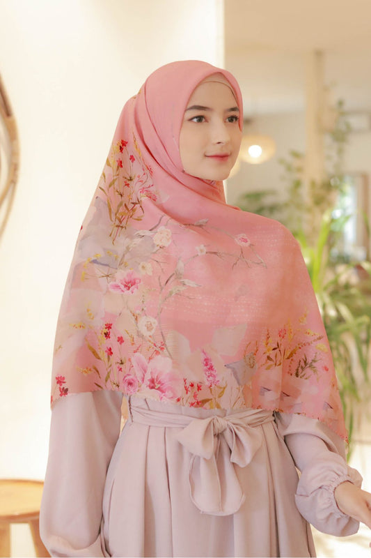 [ BUY 3 GET 1 FREE HIJAB ] Florence - Scarf Square Premium Polycotton XL - Summer Pink - RJ24.7