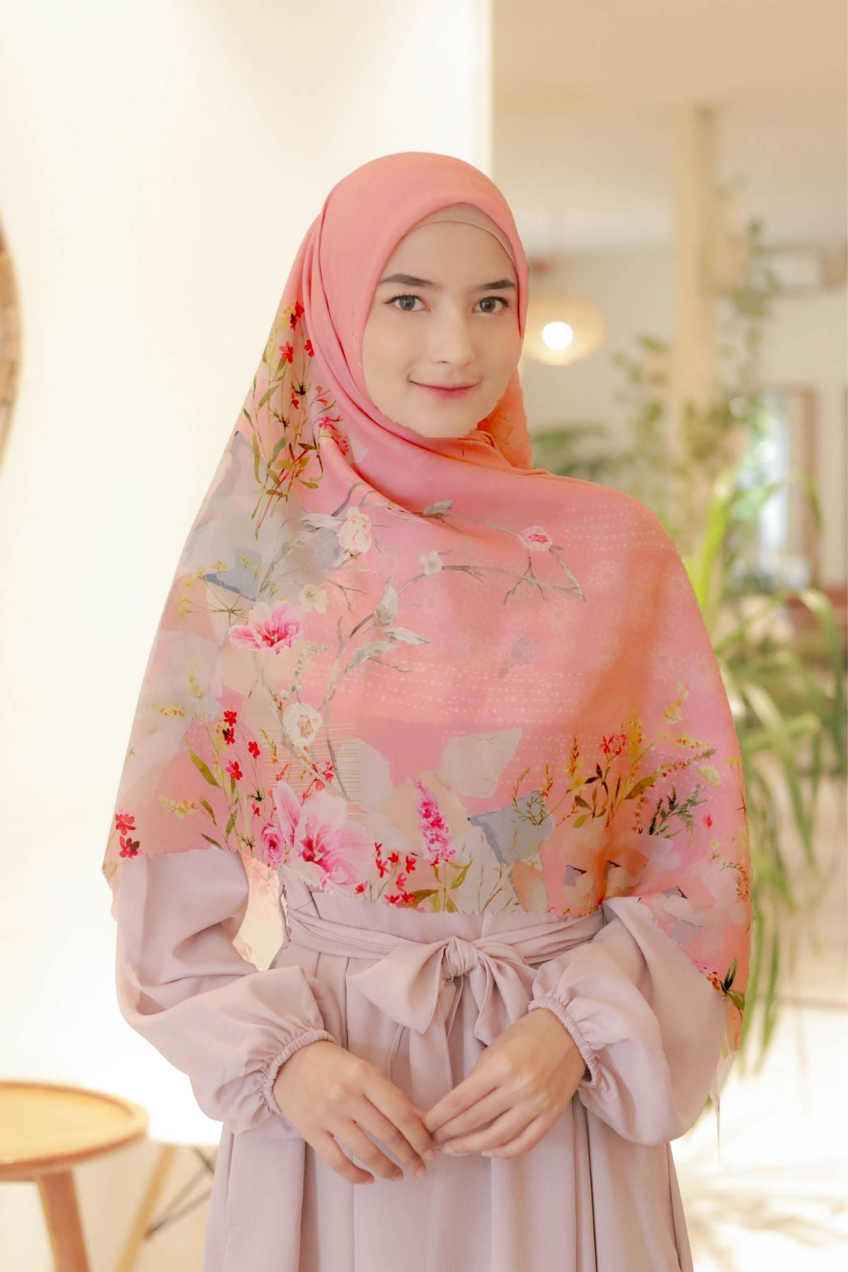 [ BUY 3 GET 1 FREE HIJAB ] Florence - Scarf Square Premium Polycotton XL - Cotton Pink - RJ24.21