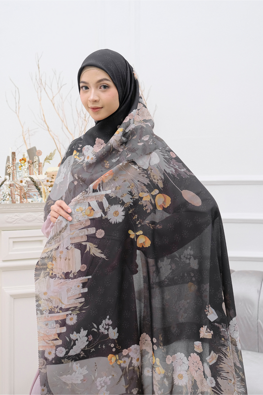 Zinnia - Scarf Square Premium Polycotton | Black - CZ73.1