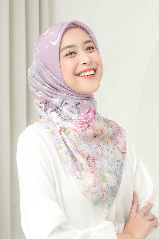 [ BUY 3 GET 1 FREE HIJAB ] Verbena - Scarf Square British Voal - Mangostine - VR26.10