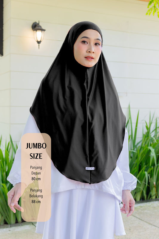 Instan Jennie Sporty Hijab JUMBO - HLJ1.1 All Black