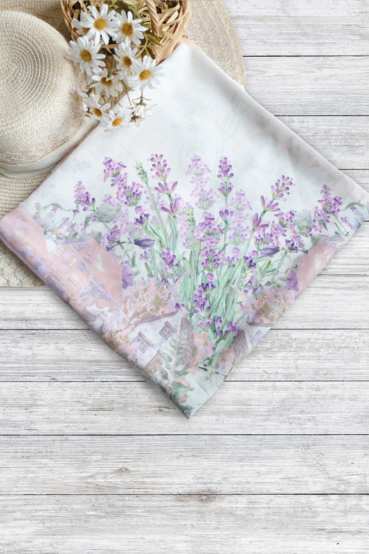 Lavender JUMBO - Scarf Square Premium Polycotton XL | White - LJ57.14