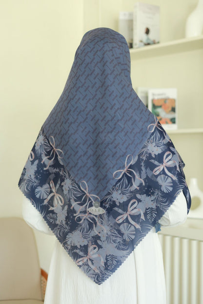 [ BUY 3 GET 1 FREE HIJAB ] Emily JUMBO - Scarf Square Premium Polycotton XL | MONO NAVY - EB28.36
