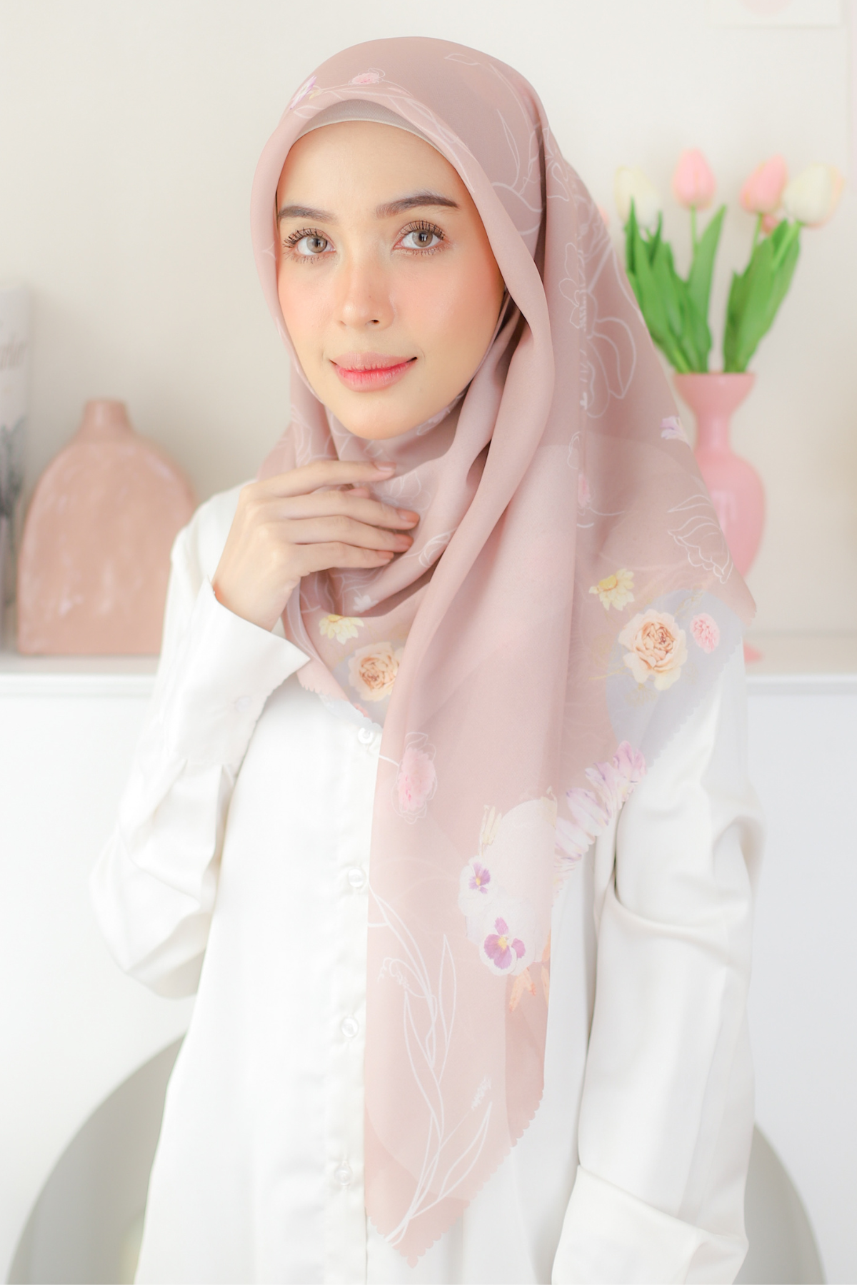 Mora - Scarf Square Premium Polycotton - Mocca - MCF2.5