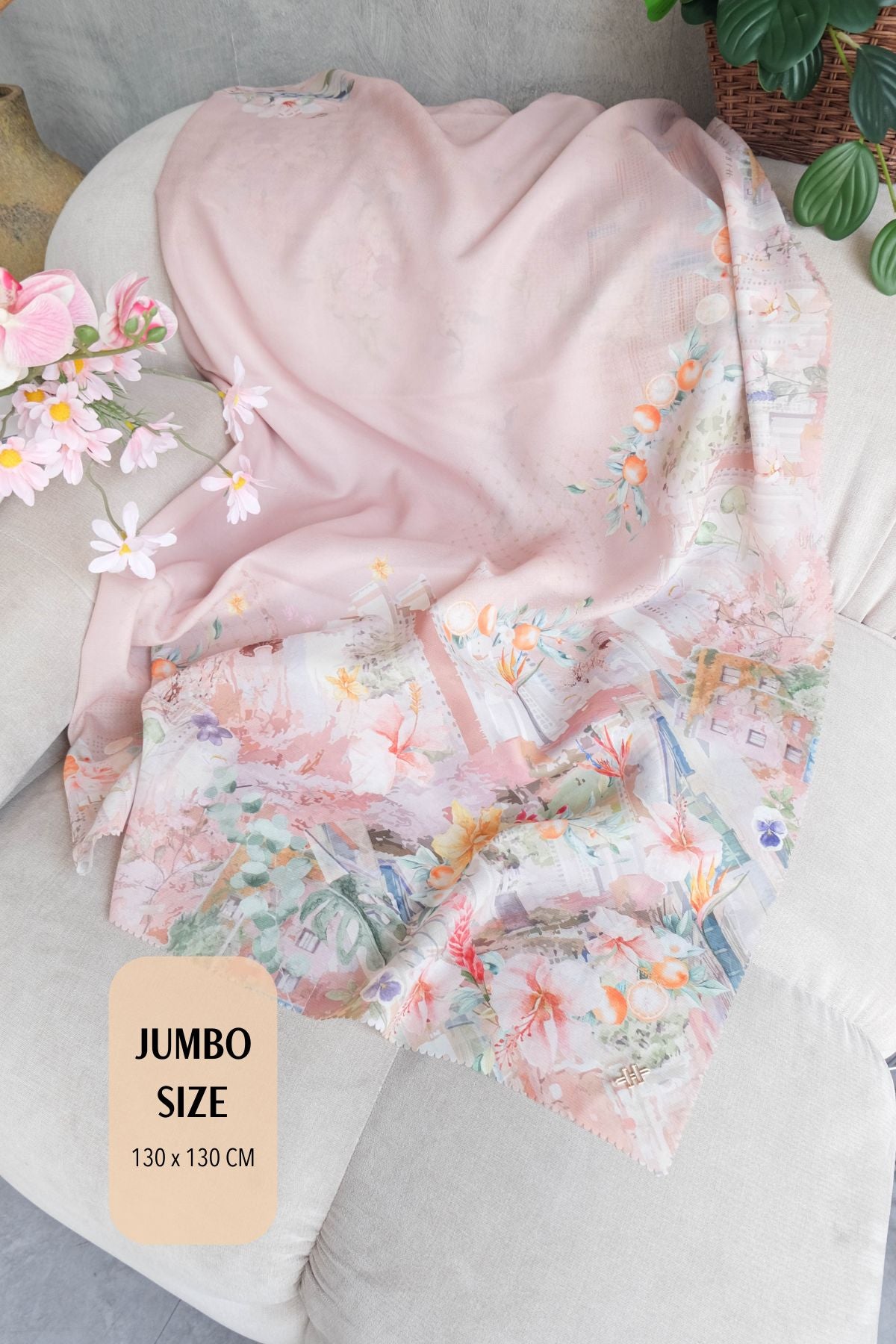 [ BUY 3 GET 1 FREE HIJAB ] Tangerine Scarf Jumbo - TJ16.8 Pinky Oat