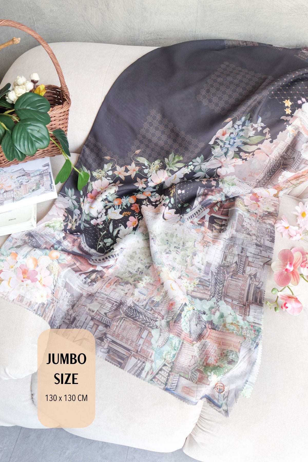 [ BUY 3 GET 1 FREE HIJAB ] Tangerine Scarf Jumbo - TJ16.1 Black