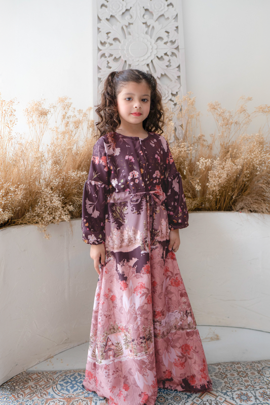 Wana Dress Anak Family Set | Sarimbit Lebaran - WN24.5 - Burgundy