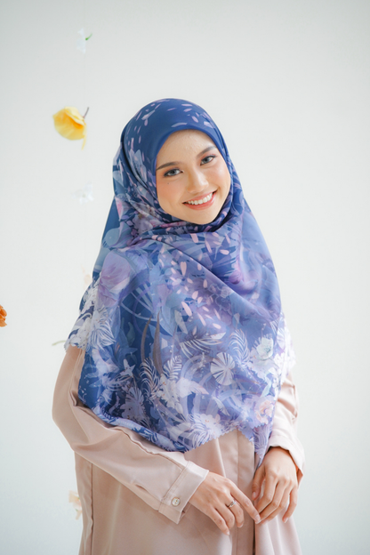 [ BUY 3 GET 1 FREE HIJAB ] Emily JUMBO - Scarf Square Premium Polycotton XL | Navy - EB28.17