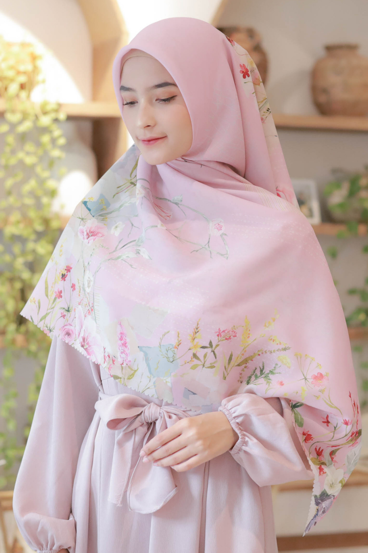 [ BUY 3 GET 1 FREE HIJAB ] Florence - Scarf Square Premium Polycotton XL - Sassy Pink  - RJ24.8