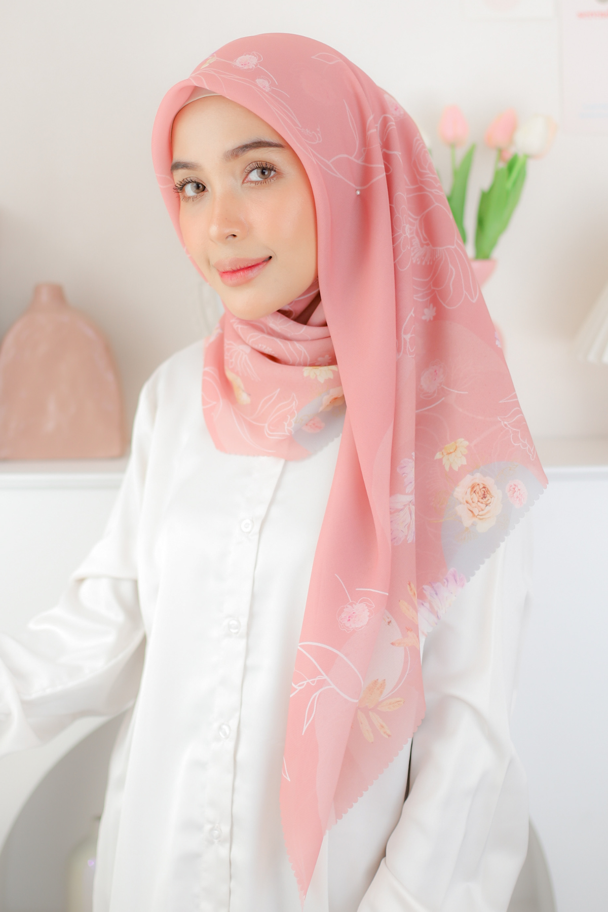 Mora - Scarf Square Premium Polycotton - Pink - MCF2.6