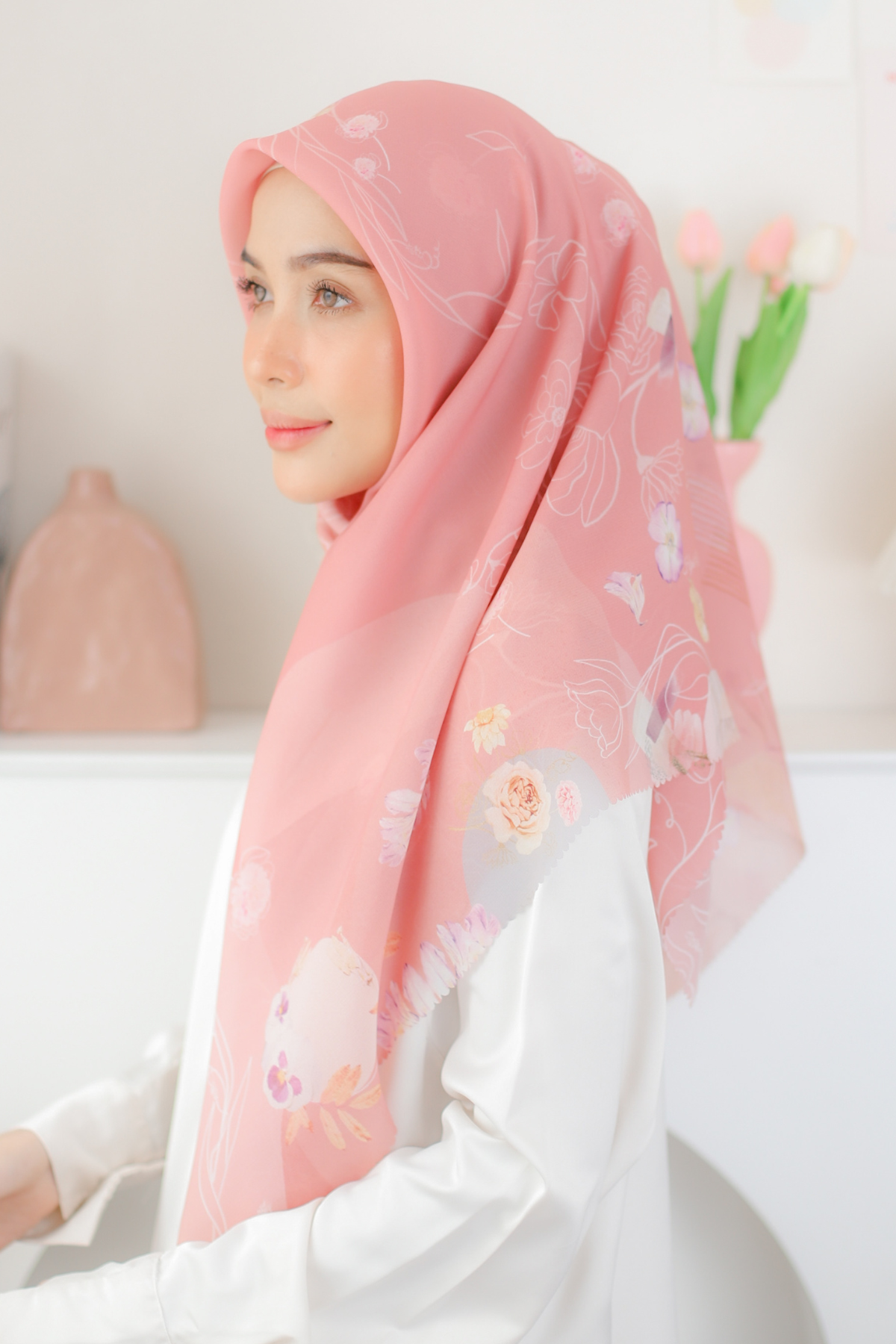 Mora - Scarf Square Premium Polycotton - Pink - MCF2.6