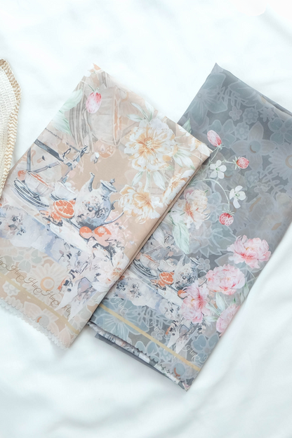 Camellia - Scarf Square Premium Polycotton XL | Charming Choco - CJ15.12