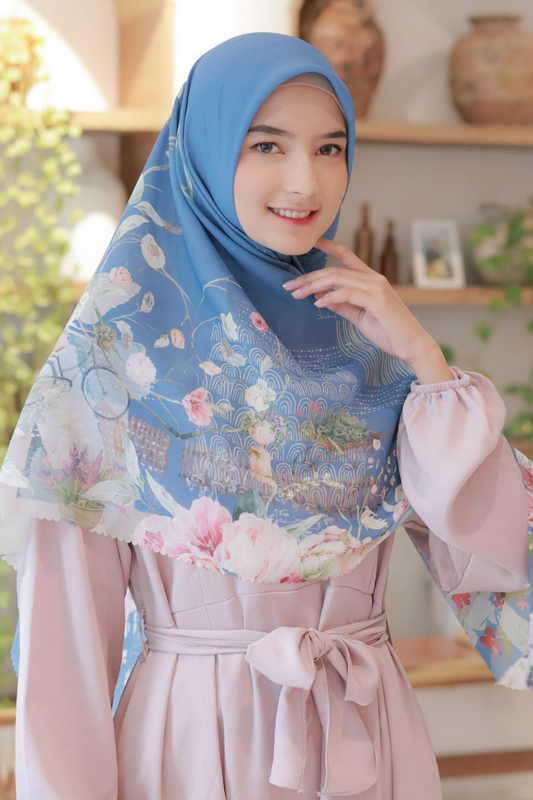 [ BUY 3 GET 1 FREE HIJAB ] Florence - Scarf Square Premium Polycotton XL - Dove Denim - RJ24.9
