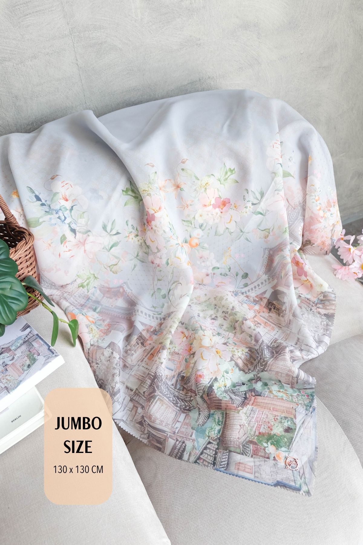 [ BUY 3 GET 1 FREE HIJAB ] Tangerine Scarf Jumbo - TJ16.12 Grey