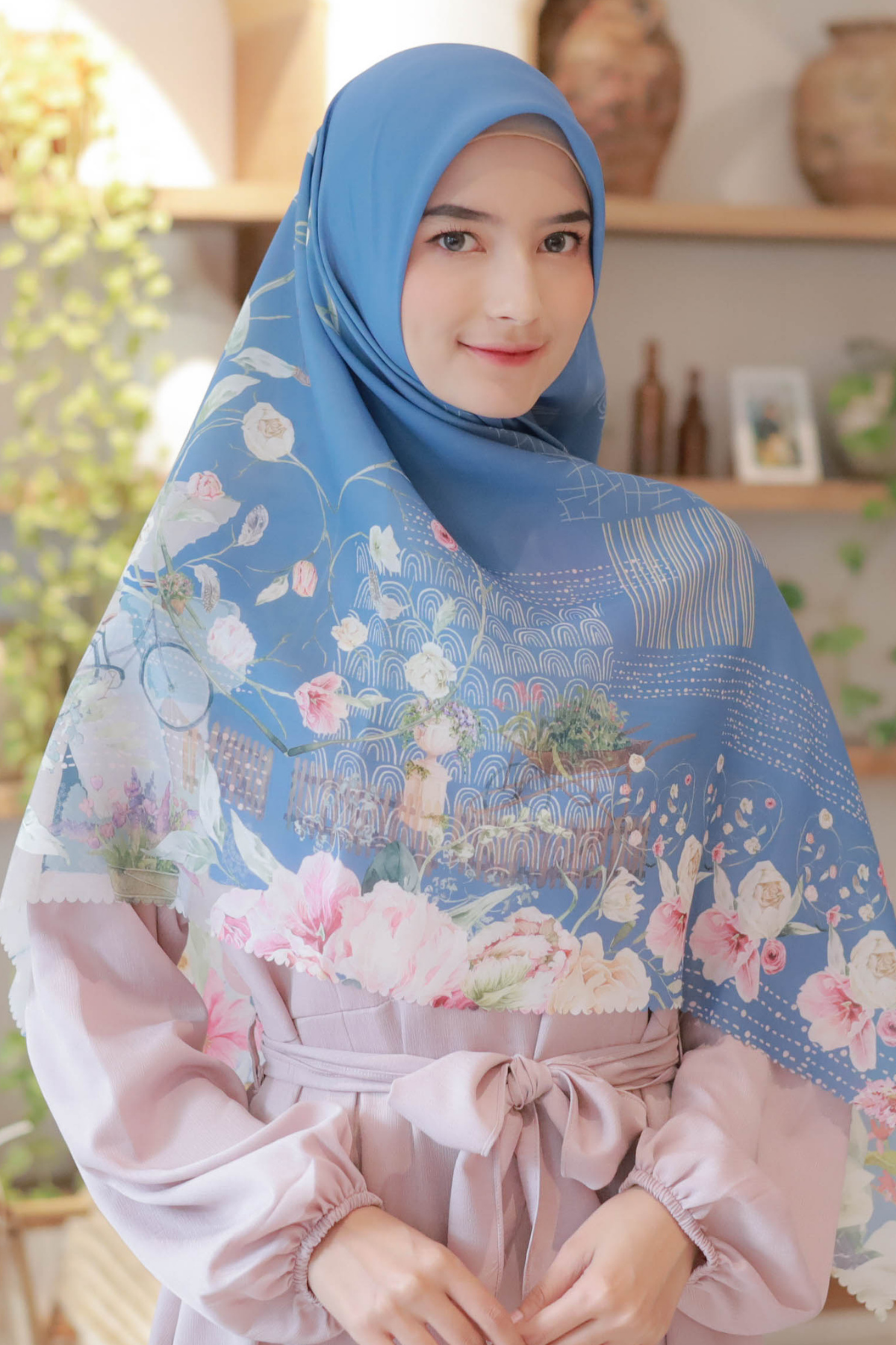 Florence - Scarf Square Premium Polycotton XL - Dove Denim - RJ24.9